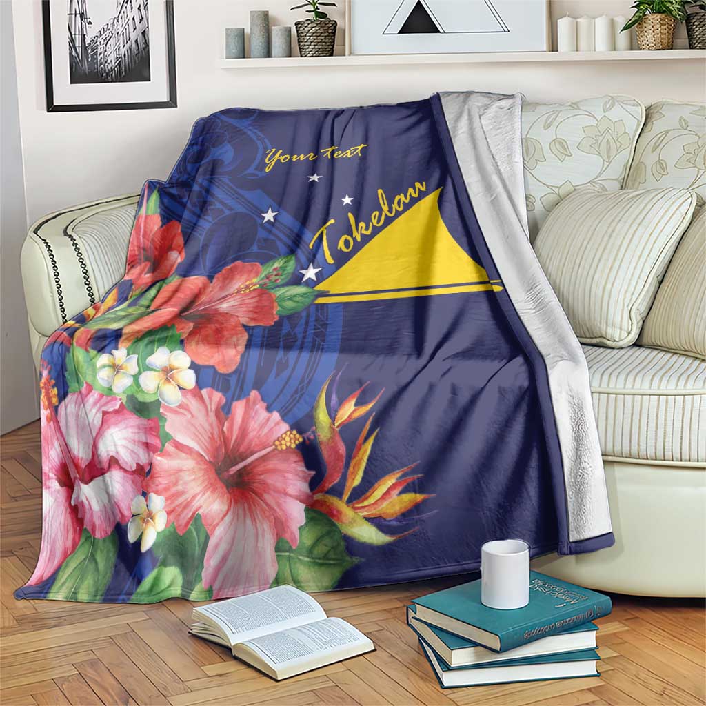 Personalised Tokelau Tropical Hibiscus Blanket With Polynesian Plumeria Tattoo