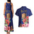 Personalised Tokelau Tropical Hibiscus Couples Matching Tank Maxi Dress and Hawaiian Shirt With Polynesian Plumeria Tattoo