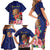 Personalised Tokelau Tropical Hibiscus Family Matching Short Sleeve Bodycon Dress and Hawaiian Shirt With Polynesian Plumeria Tattoo