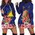 Personalised Tokelau Tropical Hibiscus Hoodie Dress With Polynesian Plumeria Tattoo