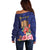 Personalised Tokelau Tropical Hibiscus Off Shoulder Sweater With Polynesian Plumeria Tattoo