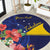 Personalised Tokelau Tropical Hibiscus Round Carpet With Polynesian Plumeria Tattoo