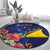 Personalised Tokelau Tropical Hibiscus Round Carpet With Polynesian Plumeria Tattoo