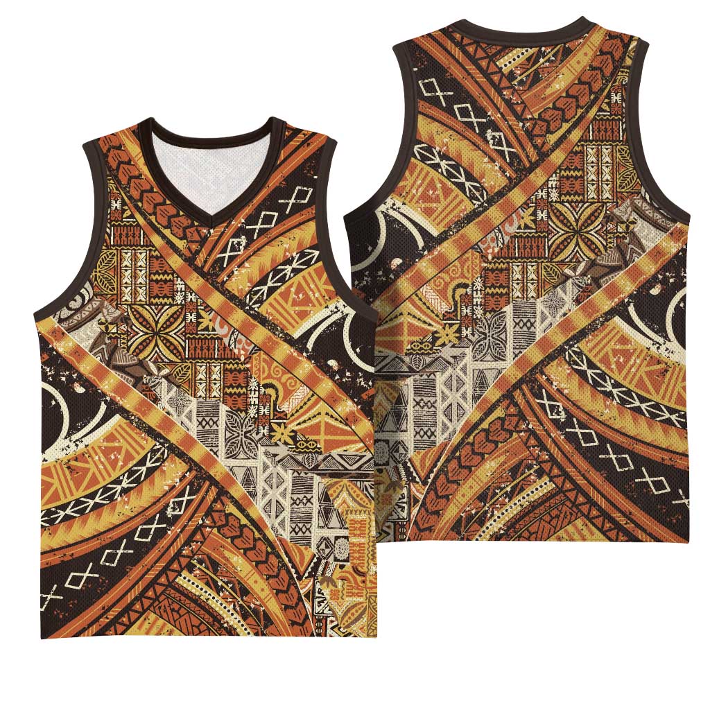 Hawaiian Style Tapa Basketball Jersey Vintage Seamless Pattern LT9 - Polynesian Pride
