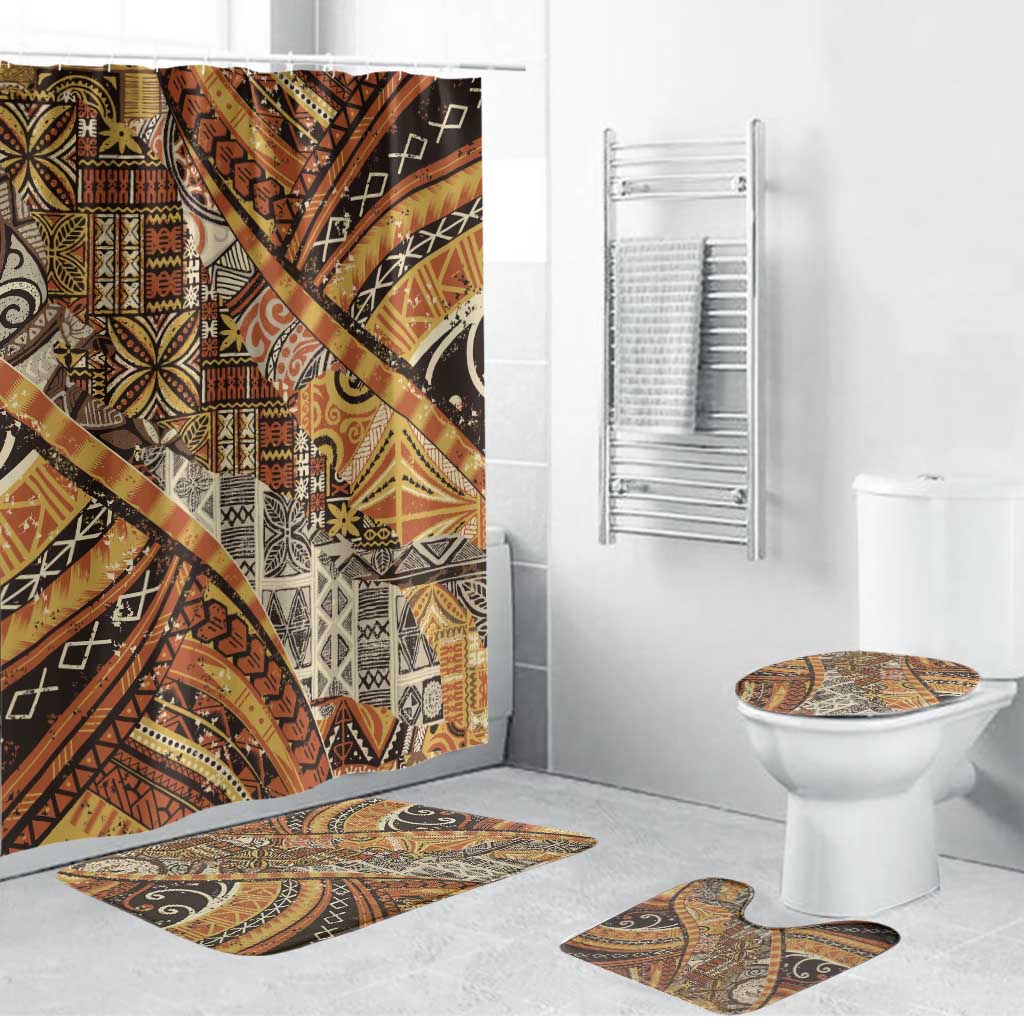 Hawaiian Style Tapa Bathroom Set Vintage Seamless Pattern - Polynesian Pride