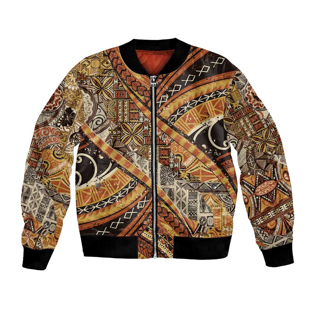 Hawaiian Style Tapa Bomber Jacket Vintage Seamless Pattern - Polynesian Pride