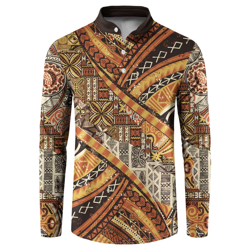 Hawaiian Style Tapa Button Sweatshirt Vintage Seamless Pattern LT9 Red - Polynesian Pride
