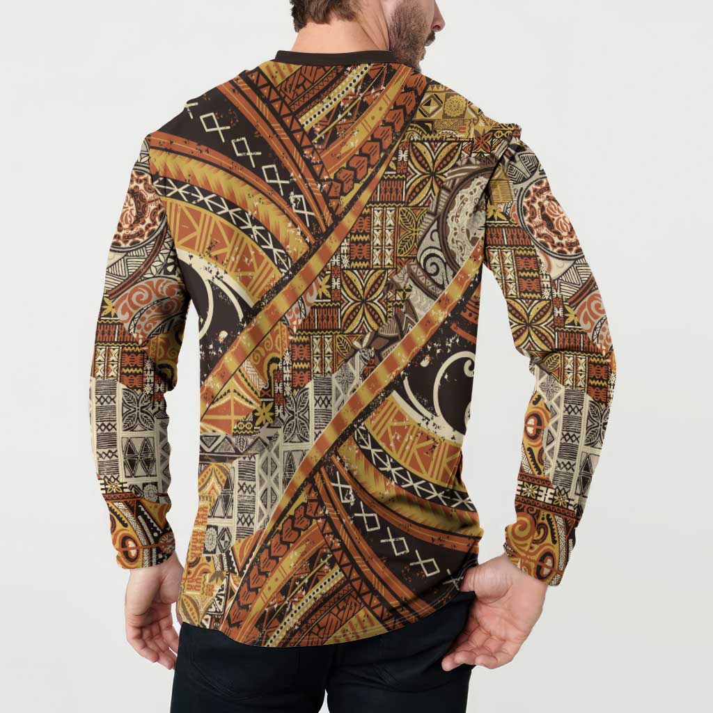 Hawaiian Style Tapa Button Sweatshirt Vintage Seamless Pattern LT9 - Polynesian Pride