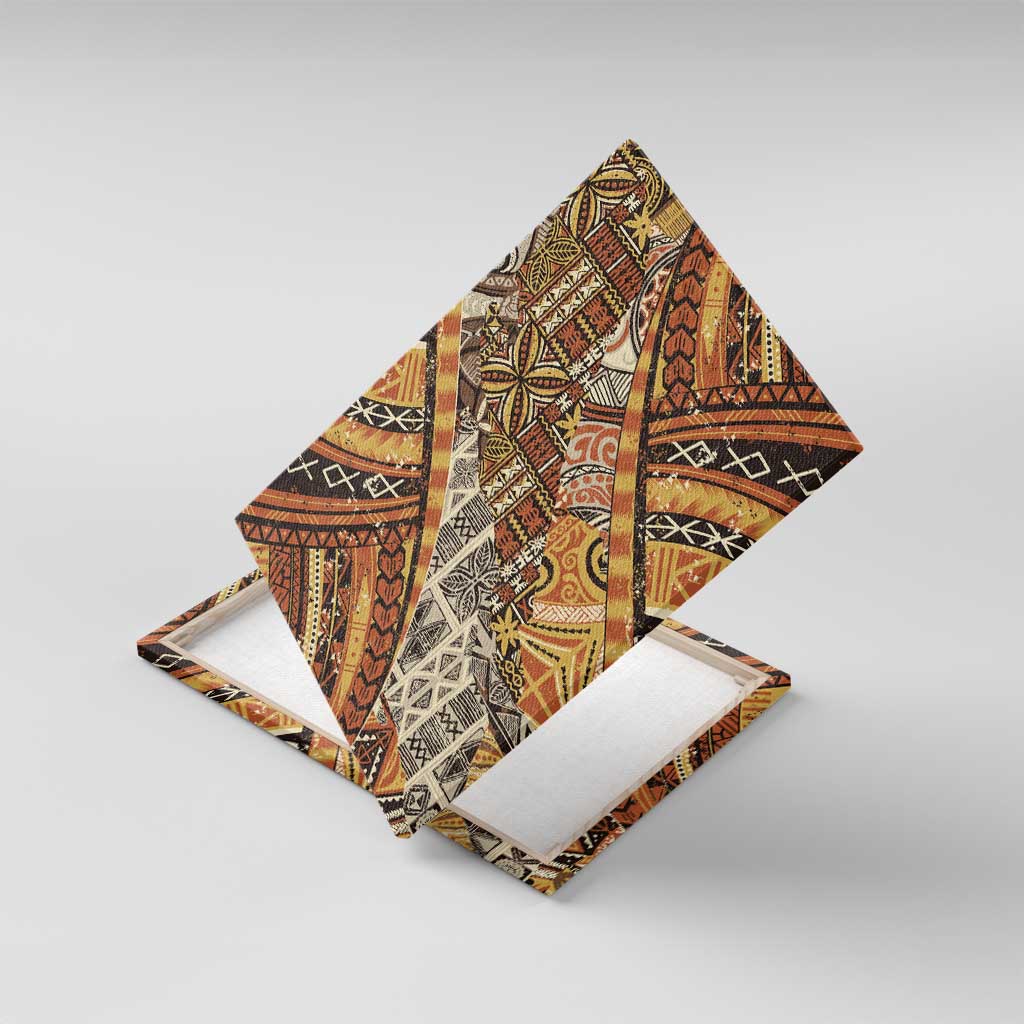 Hawaiian Style Tapa Canvas Wall Art Vintage Seamless Pattern LT9 With Frame Red - Polynesian Pride