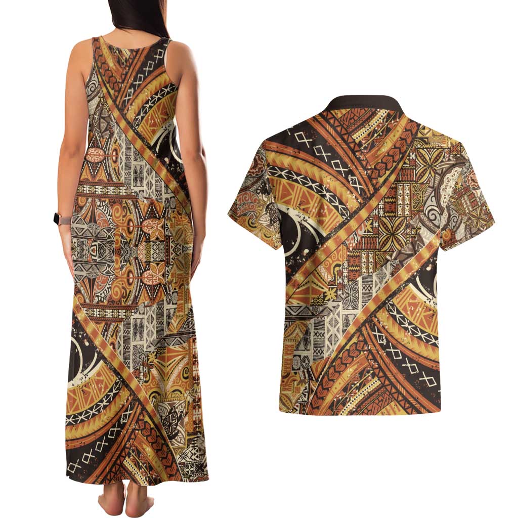 Hawaiian Style Tapa Couples Matching Tank Maxi Dress and Hawaiian Shirt Vintage Seamless Pattern LT9 - Polynesian Pride