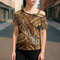 Hawaiian Style Tapa Cross Shoulder Shirt Vintage Seamless Pattern LT9 - Polynesian Pride