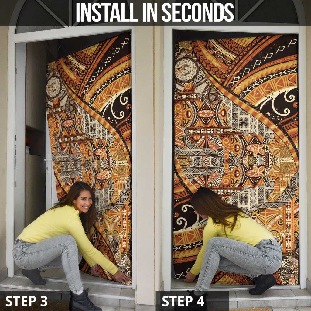 Hawaiian Style Tapa Door Cover Vintage Seamless Pattern LT9 - Polynesian Pride