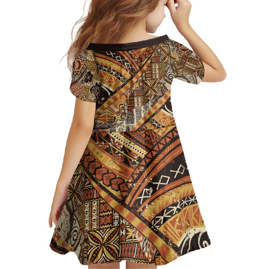 Hawaiian Style Tapa Family Matching Short Sleeve Bodycon Dress and Hawaiian Shirt Vintage Seamless Pattern - Polynesian Pride