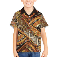 Hawaiian Style Tapa Family Matching Summer Maxi Dress and Hawaiian Shirt Vintage Seamless Pattern LT9 Son's Shirt Red - Polynesian Pride