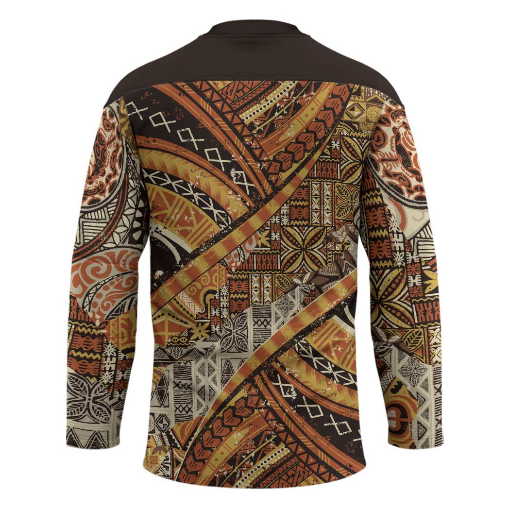 Hawaiian Style Tapa Hockey Jersey Vintage Seamless Pattern LT9 - Polynesian Pride