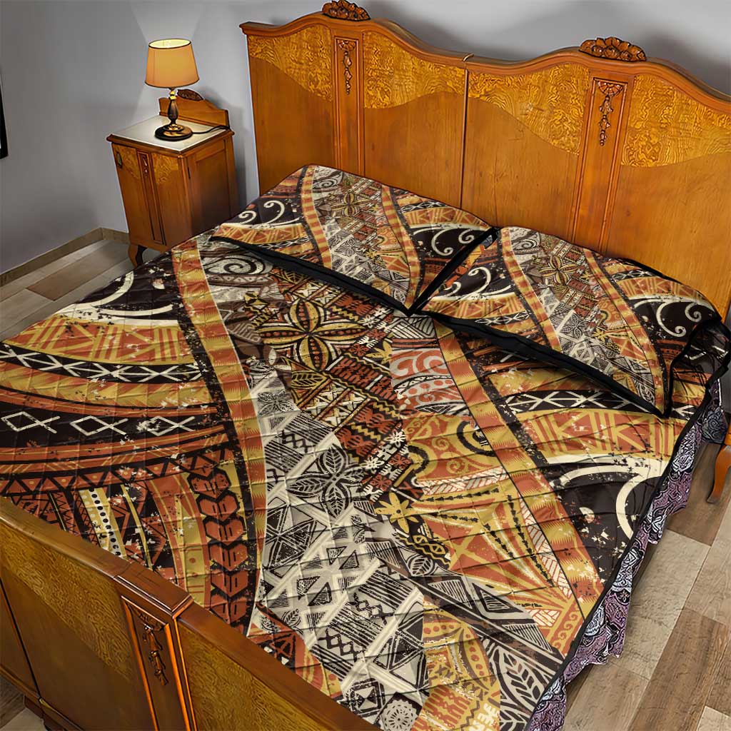 Hawaiian Style Tapa Quilt Bed Set Vintage Seamless Pattern - Polynesian Pride