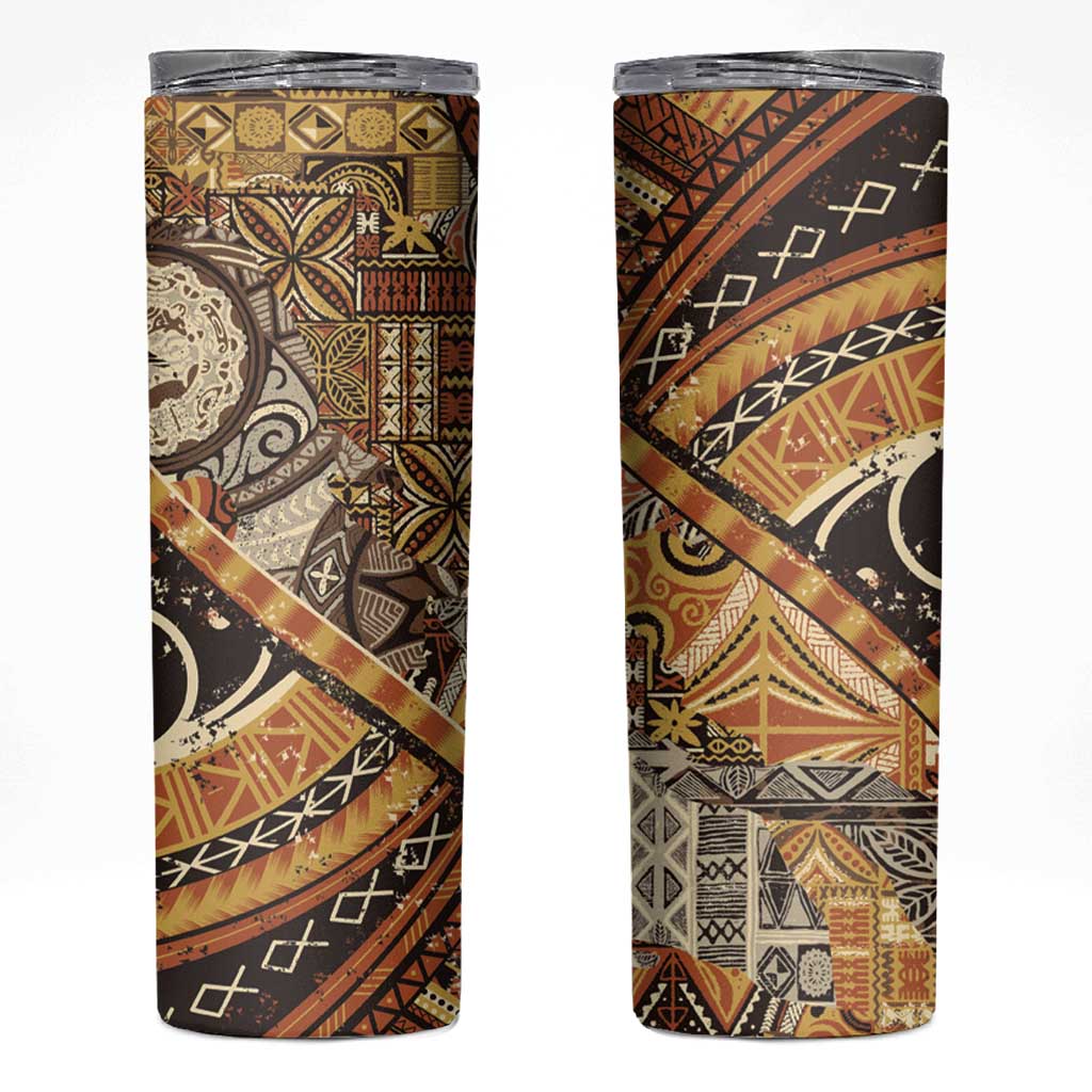 Hawaiian Style Tapa Skinny Tumbler Vintage Seamless Pattern - Polynesian Pride
