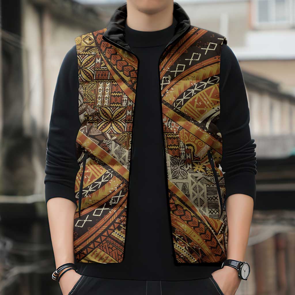 Hawaiian Style Tapa Sleeveless Puffer Jacket Vintage Seamless Pattern LT9 - Polynesian Pride