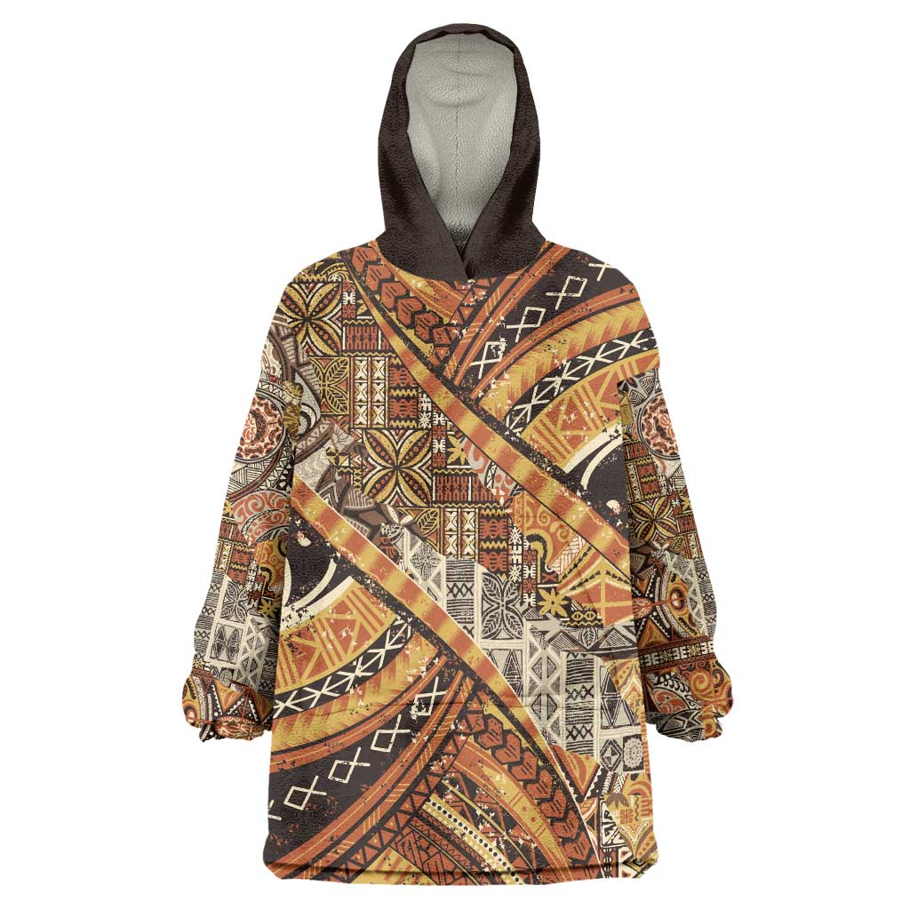 Hawaiian Style Tapa Wearable Blanket Hoodie Vintage Seamless Pattern LT9 One Size Red - Polynesian Pride