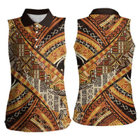 Hawaiian Style Tapa Women Sleeveless Polo Shirt Vintage Seamless Pattern - Polynesian Pride