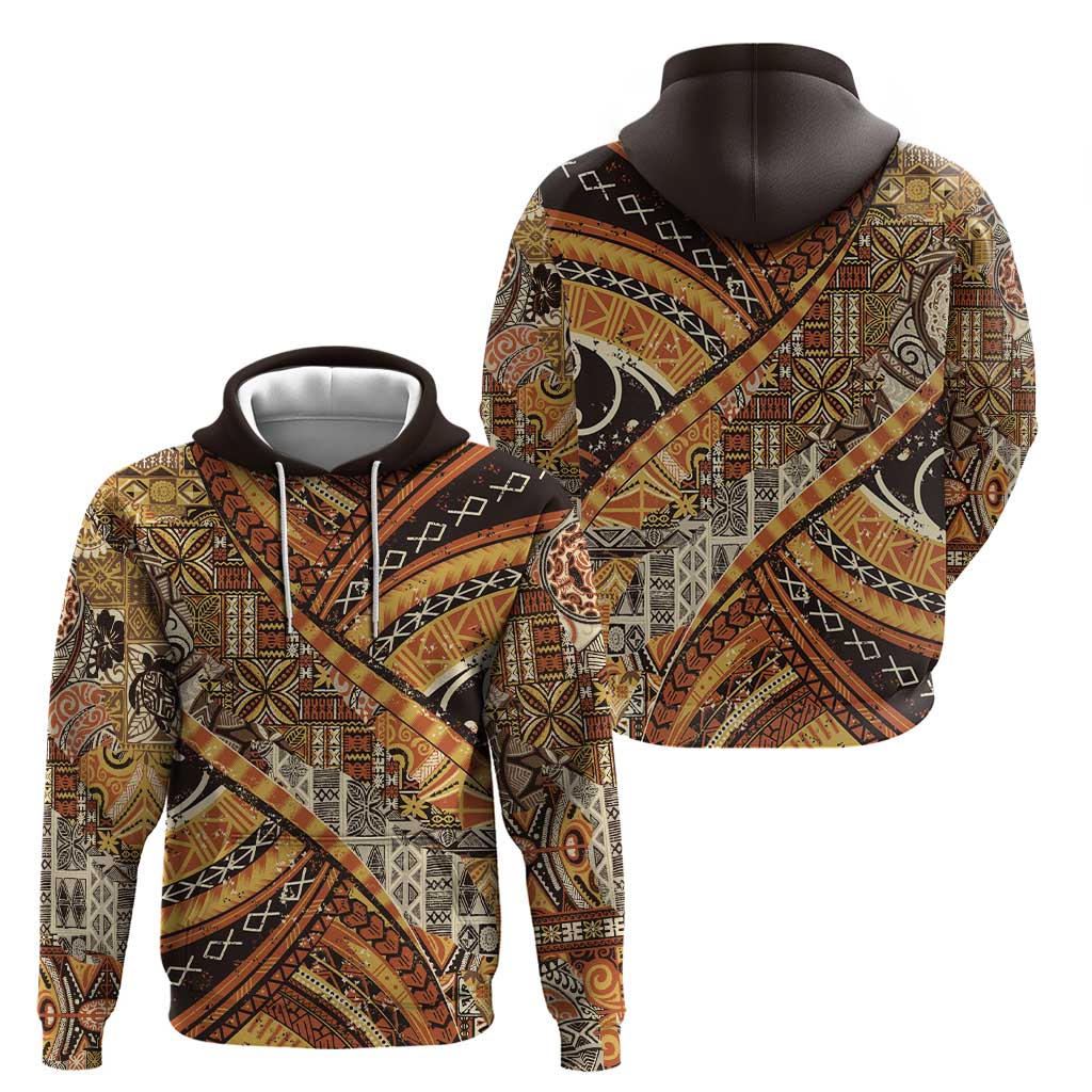 Hawaiian Style Tapa Zip Hoodie Vintage Seamless Pattern - Polynesian Pride