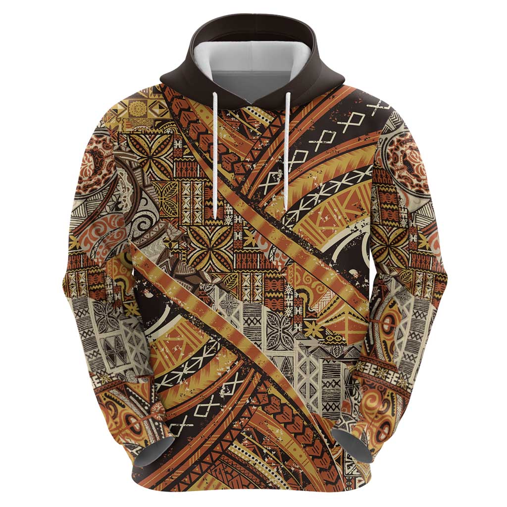 Hawaiian Style Tapa Zip Hoodie Vintage Seamless Pattern - Polynesian Pride