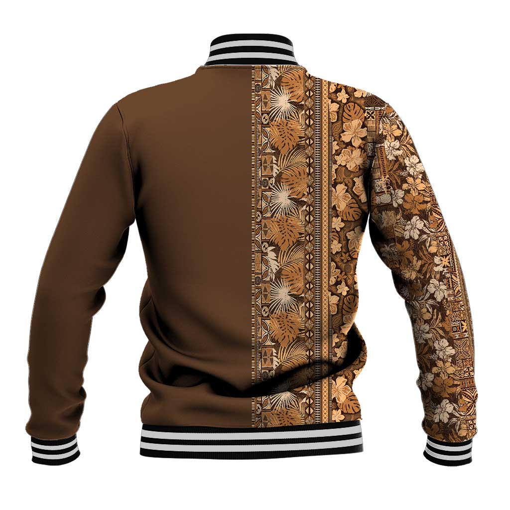 Hawaiian Tribal Elements Hibiscus Baseball Jacket Gold Pattern - Polynesian Pride