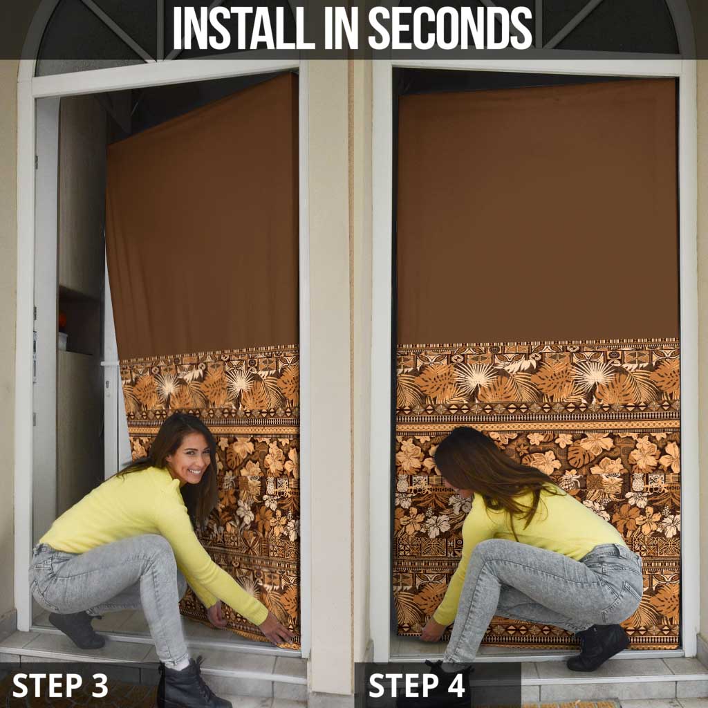 Hawaiian Tribal Elements Hibiscus Door Cover Gold Pattern - Polynesian Pride