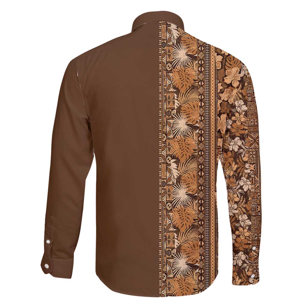 Hawaiian Tribal Elements Hibiscus Family Matching Puletasi and Hawaiian Shirt Gold Pattern - Polynesian Pride