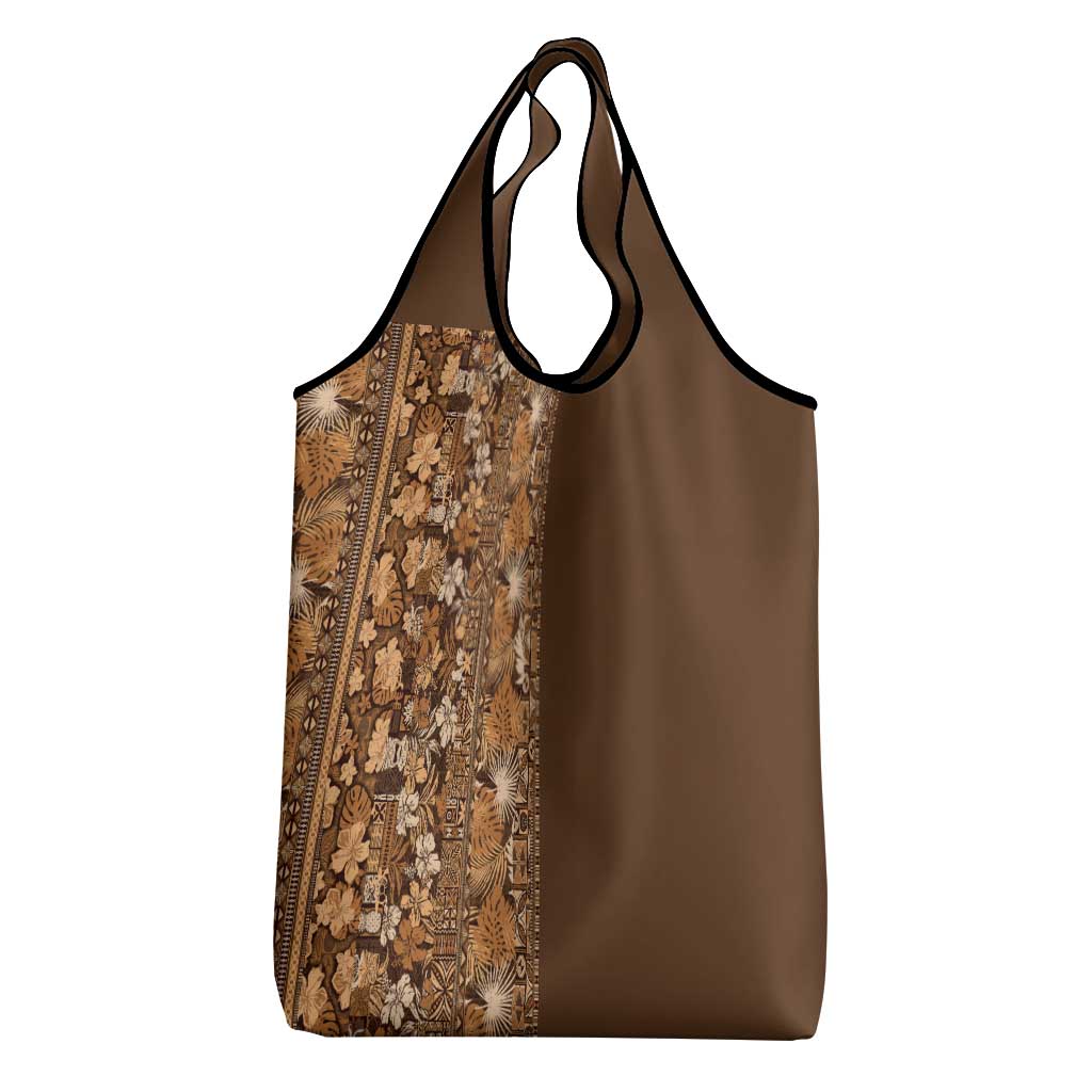 Hawaiian Tribal Elements Hibiscus Grocery Bag Gold Pattern - Polynesian Pride