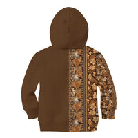 Hawaiian Tribal Elements Hibiscus Kid Hoodie Gold Pattern - Polynesian Pride