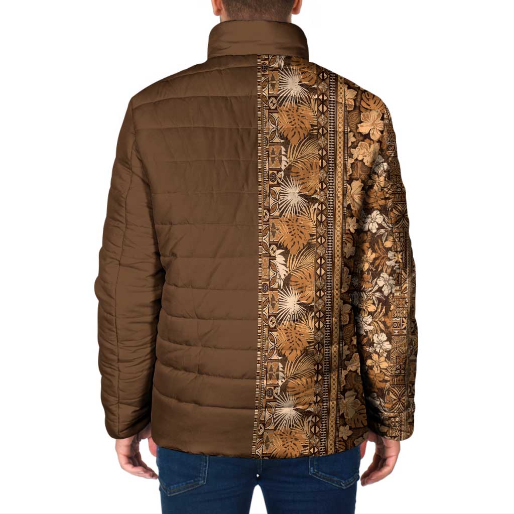 Hawaiian Tribal Elements Hibiscus Padded Jacket Gold Pattern - Polynesian Pride
