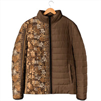 Hawaiian Tribal Elements Hibiscus Padded Jacket Gold Pattern - Polynesian Pride