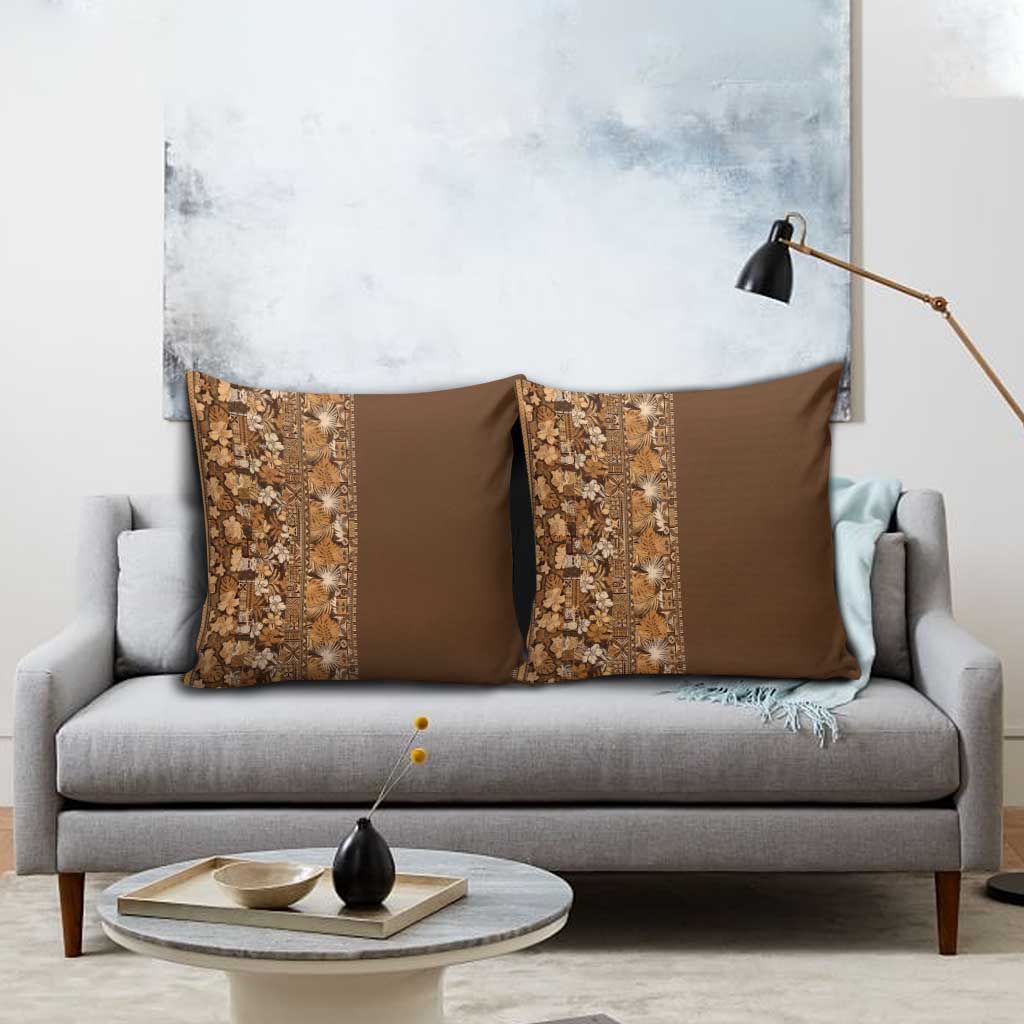 Hawaiian Tribal Elements Hibiscus Pillow Cover Gold Pattern - Polynesian Pride