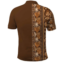 Hawaiian Tribal Elements Hibiscus Polo Shirt Gold Pattern - Polynesian Pride