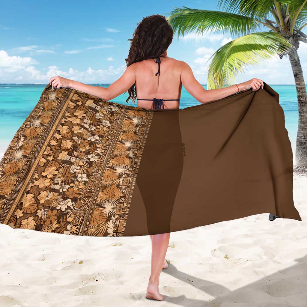 Hawaiian Tribal Elements Hibiscus Sarong Gold Pattern - Polynesian Pride
