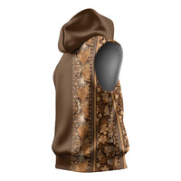 Hawaiian Tribal Elements Hibiscus Sleeveless Hoodie Gold Pattern - Polynesian Pride