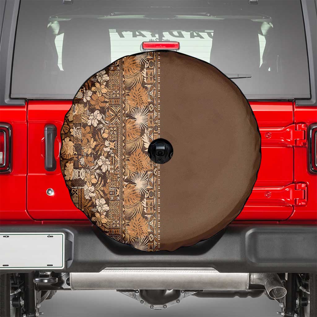 Hawaiian Tribal Elements Hibiscus Spare Tire Cover Gold Pattern - Polynesian Pride