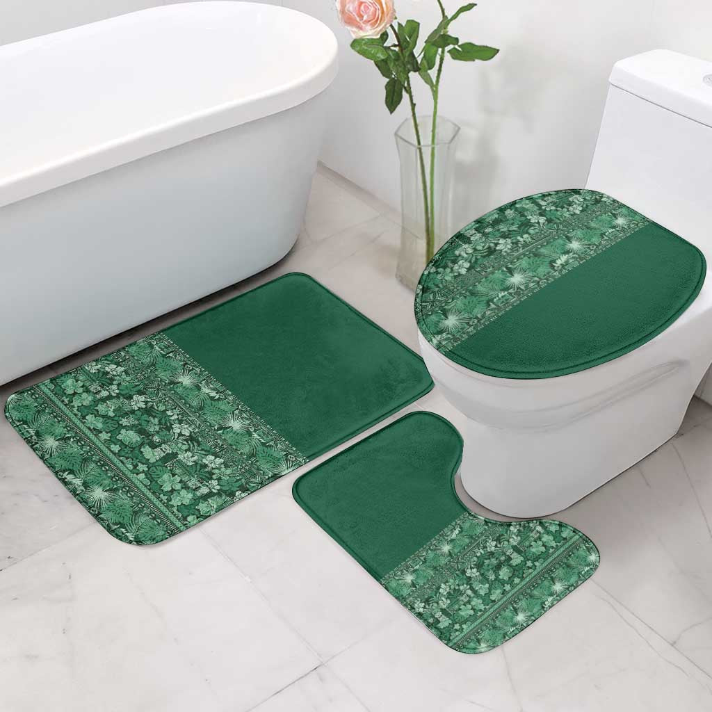 Hawaiian Tribal Elements Hibiscus Bathroom Set Green Pattern - Polynesian Pride