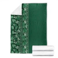 Hawaiian Tribal Elements Hibiscus Blanket Green Pattern - Polynesian Pride
