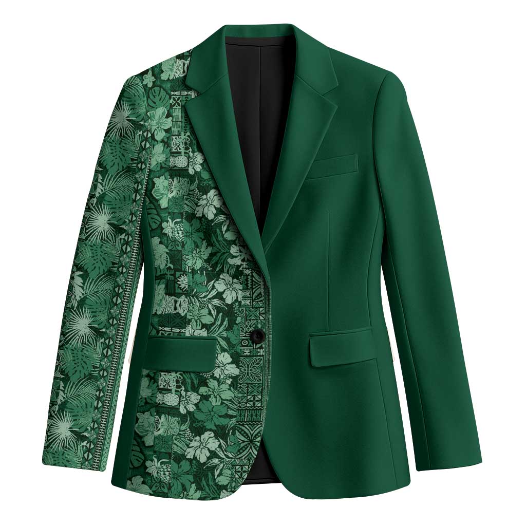Hawaiian Tribal Elements Hibiscus Blazer Green Pattern - Polynesian Pride