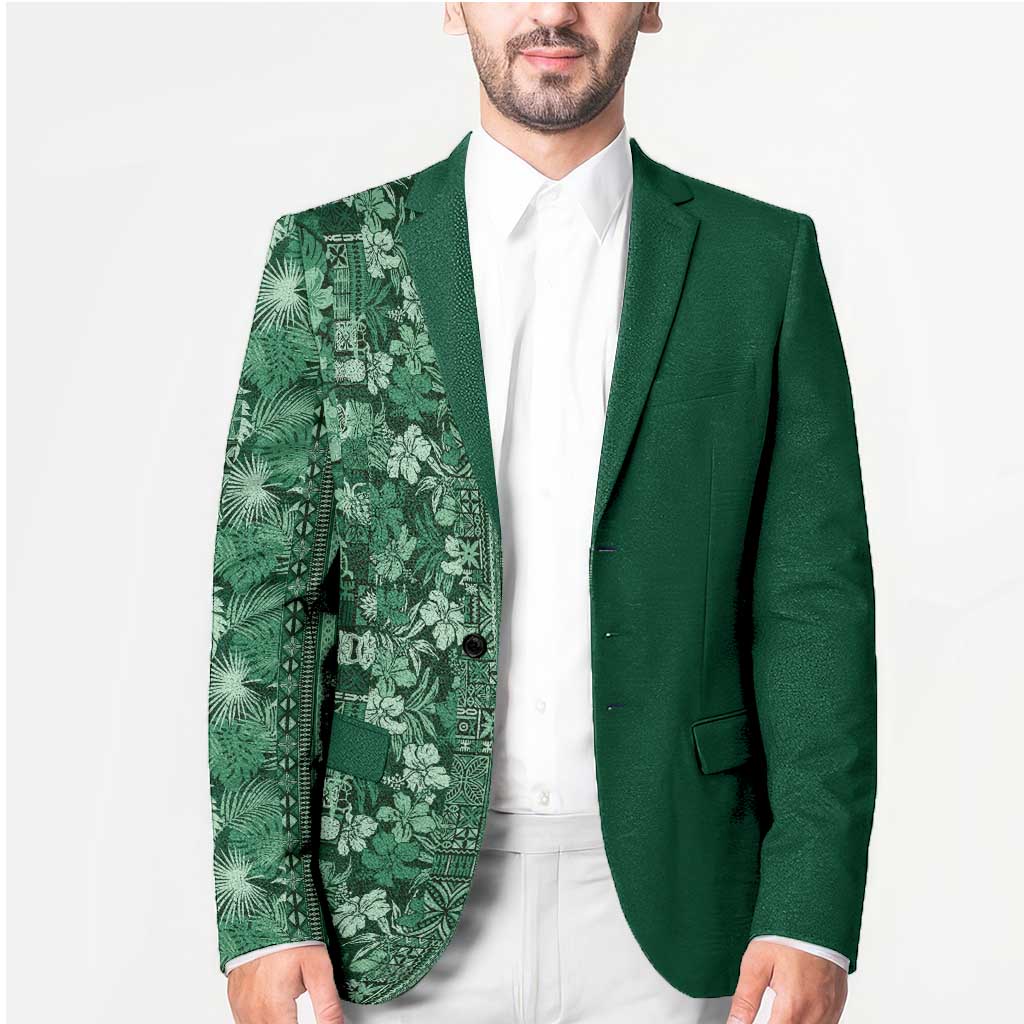 Hawaiian Tribal Elements Hibiscus Blazer Green Pattern - Polynesian Pride