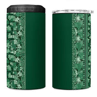 Hawaiian Tribal Elements Hibiscus 4 in 1 Can Cooler Tumbler Green Pattern - Polynesian Pride