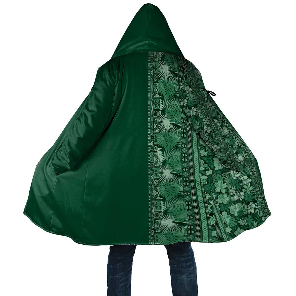 Hawaiian Tribal Elements Hibiscus Cloak Green Pattern - Polynesian Pride