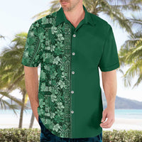 Hawaiian Tribal Elements Hibiscus Hawaiian Shirt Green Pattern - Polynesian Pride