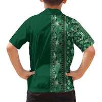 Hawaiian Tribal Elements Hibiscus Kid Hawaiian Shirt Green Pattern - Polynesian Pride