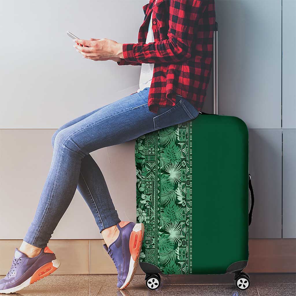 Hawaiian Tribal Elements Hibiscus Luggage Cover Green Pattern - Polynesian Pride