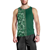 Hawaiian Tribal Elements Hibiscus Men Tank Top Green Pattern - Polynesian Pride
