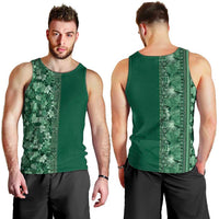 Hawaiian Tribal Elements Hibiscus Men Tank Top Green Pattern - Polynesian Pride