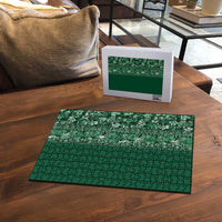 Hawaiian Tribal Elements Hibiscus Puzzle Green Pattern - Polynesian Pride